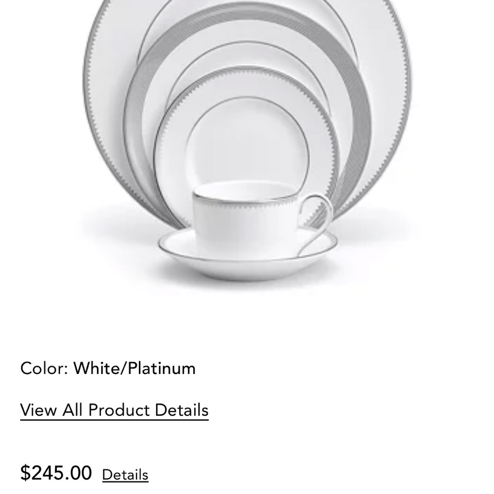 Vera Wang White and Platinum Dinnerware Collection 8 sets